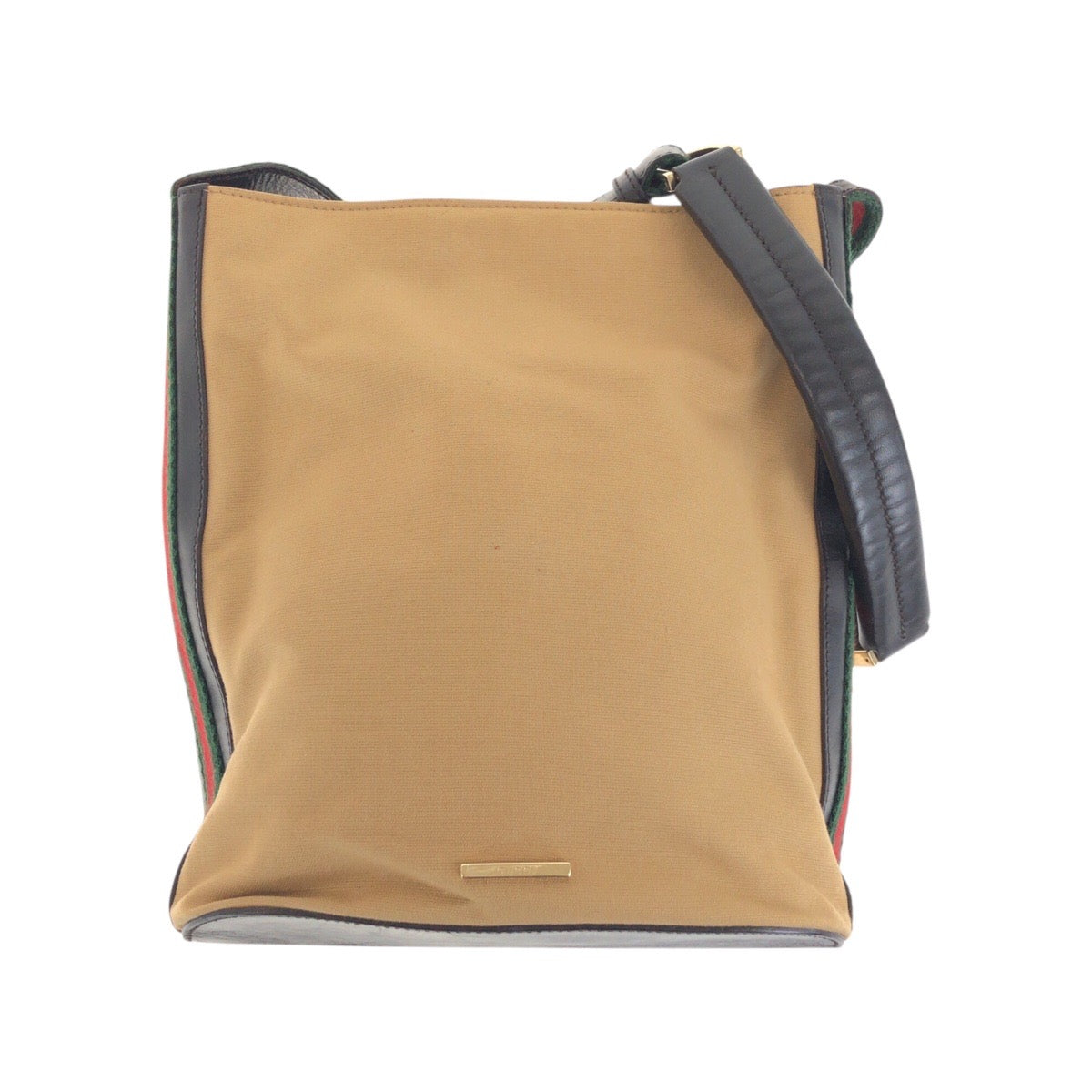 Gucci 001. Camel omen Leather Canvas Beige Gold Shoulder Bag