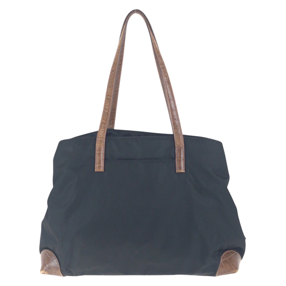 Shoulder Bag , Brown Silvermetal Shoulder Bag Leather Nylon