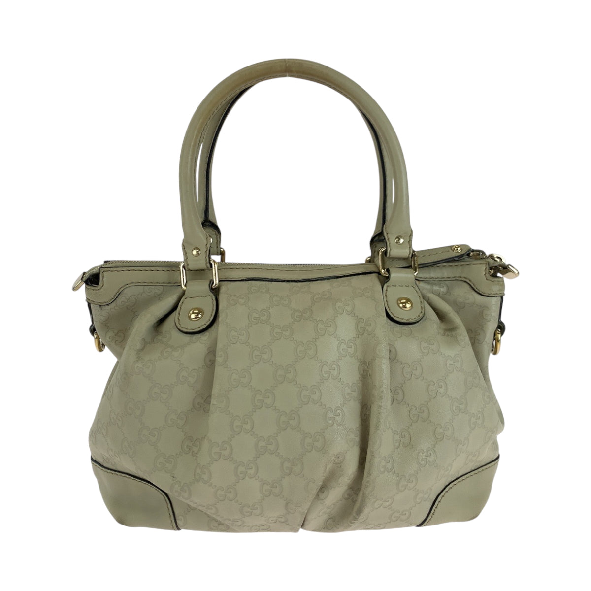 Gucci Ivory Metal 2way Guccisima Sukey Leather Gold Shoulder Bag