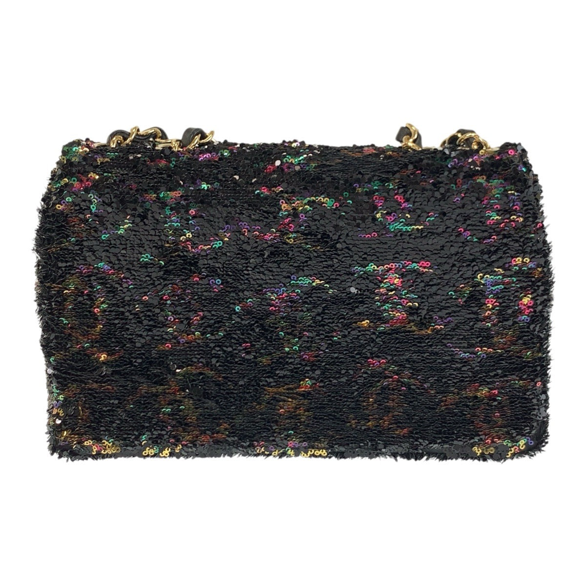 Chanel lambskin k Sequins Multicolor Black Gold Shoulder Bag