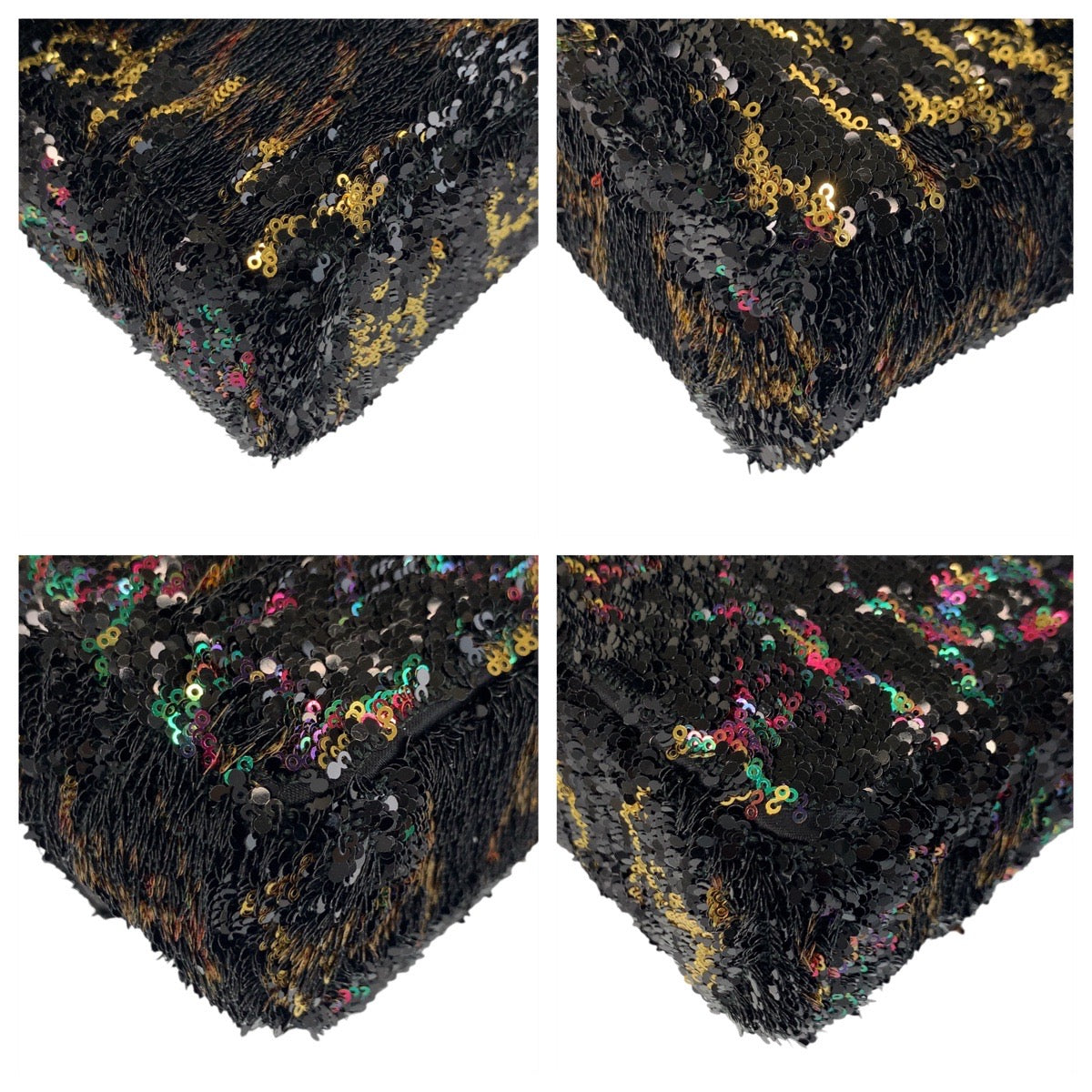 Chanel lambskin k Sequins Multicolor Black Gold Shoulder Bag