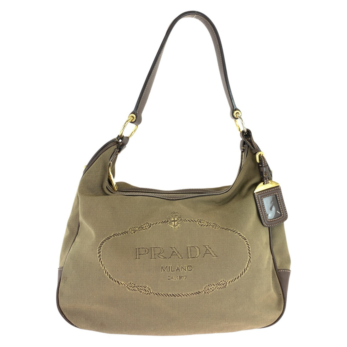 Prada Jacquard Shoulder Bag Leather Canvas Logo Shoulder Bag 3