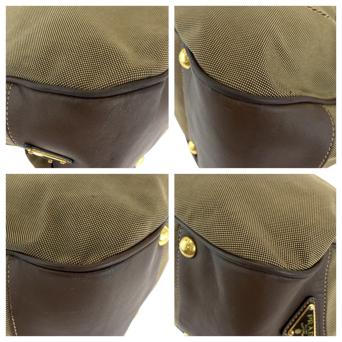 Prada Jacquard Shoulder Bag Leather Canvas Logo Shoulder Bag 3