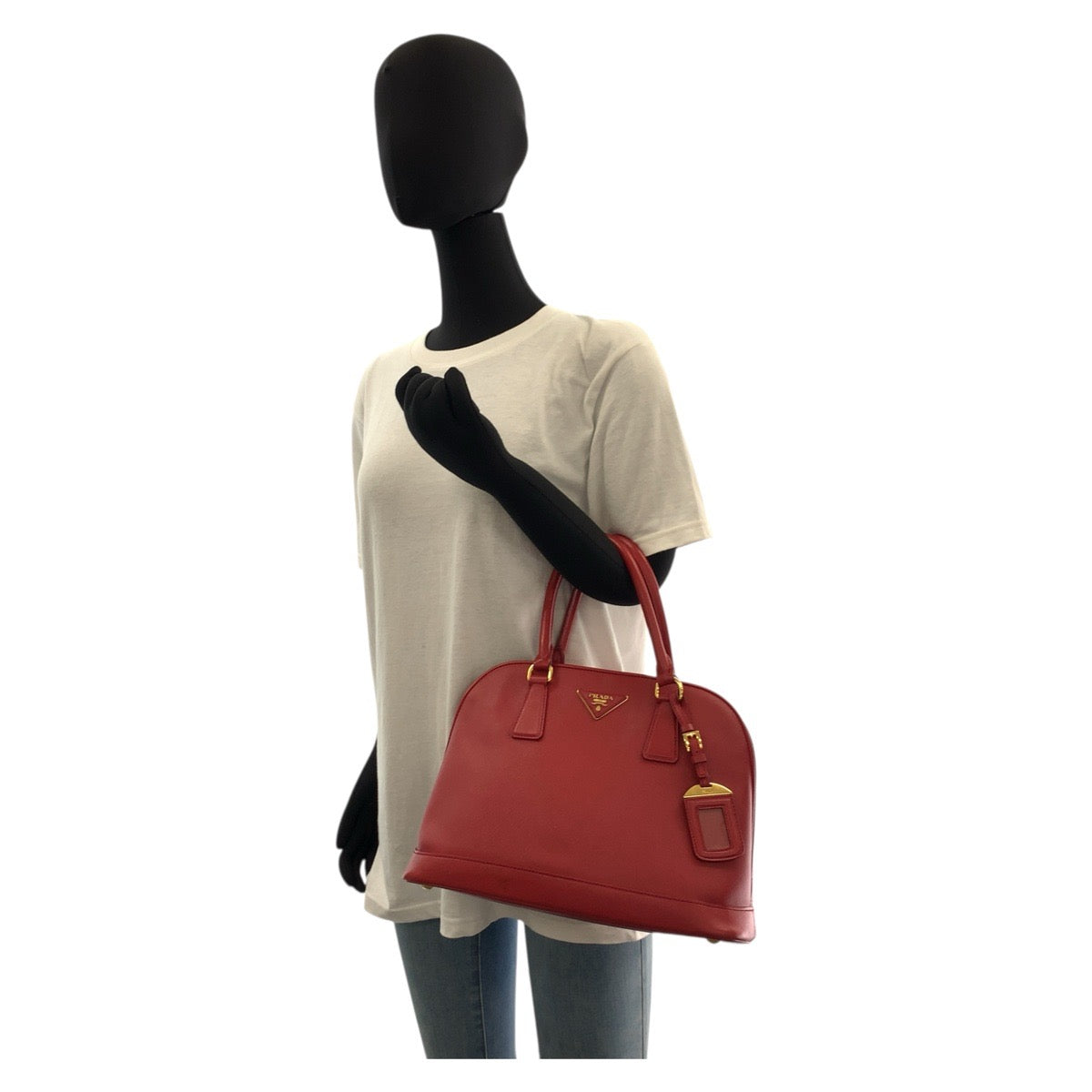 Metal Safiano Promenade Women Leather Red Travel Bag