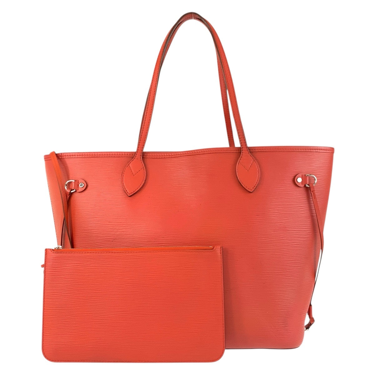 Louis Vuitton M40884 SilverMetal Epi Neverfull MM Leather Orange Shoulder Bag