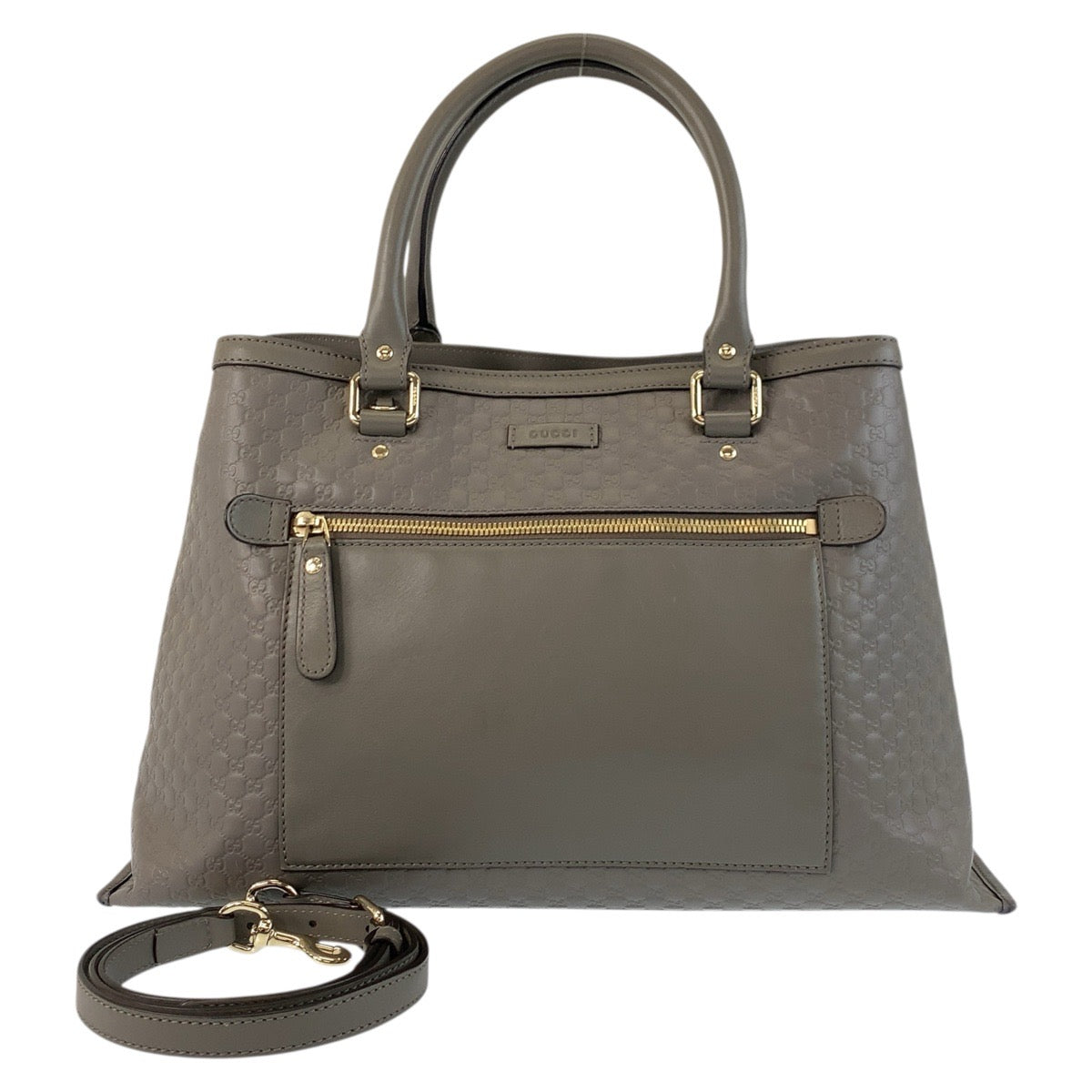 Gucci GoldMetal 2way Micro Guccisima Leather Grey Shoulder Bag