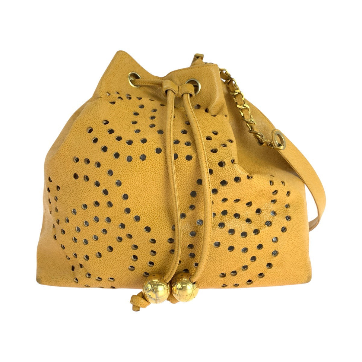 Chanel Caviar skin Yellow iple COCO Mark Gold Jewelry