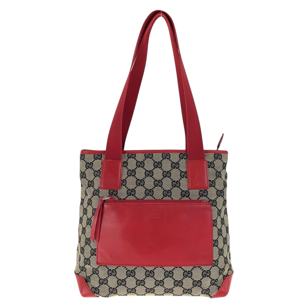 Gucci 019 GG Leather Canvas Red Silver Shoulder Bag