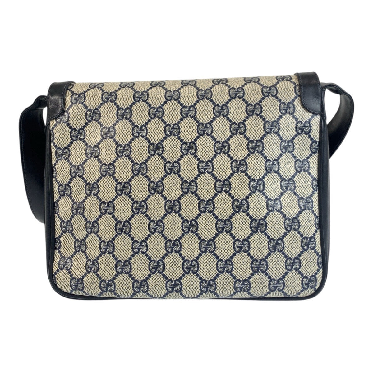 Gucci GG Supreme , Gray Metal Leather Canvas Gold Navy Shoulder Bag