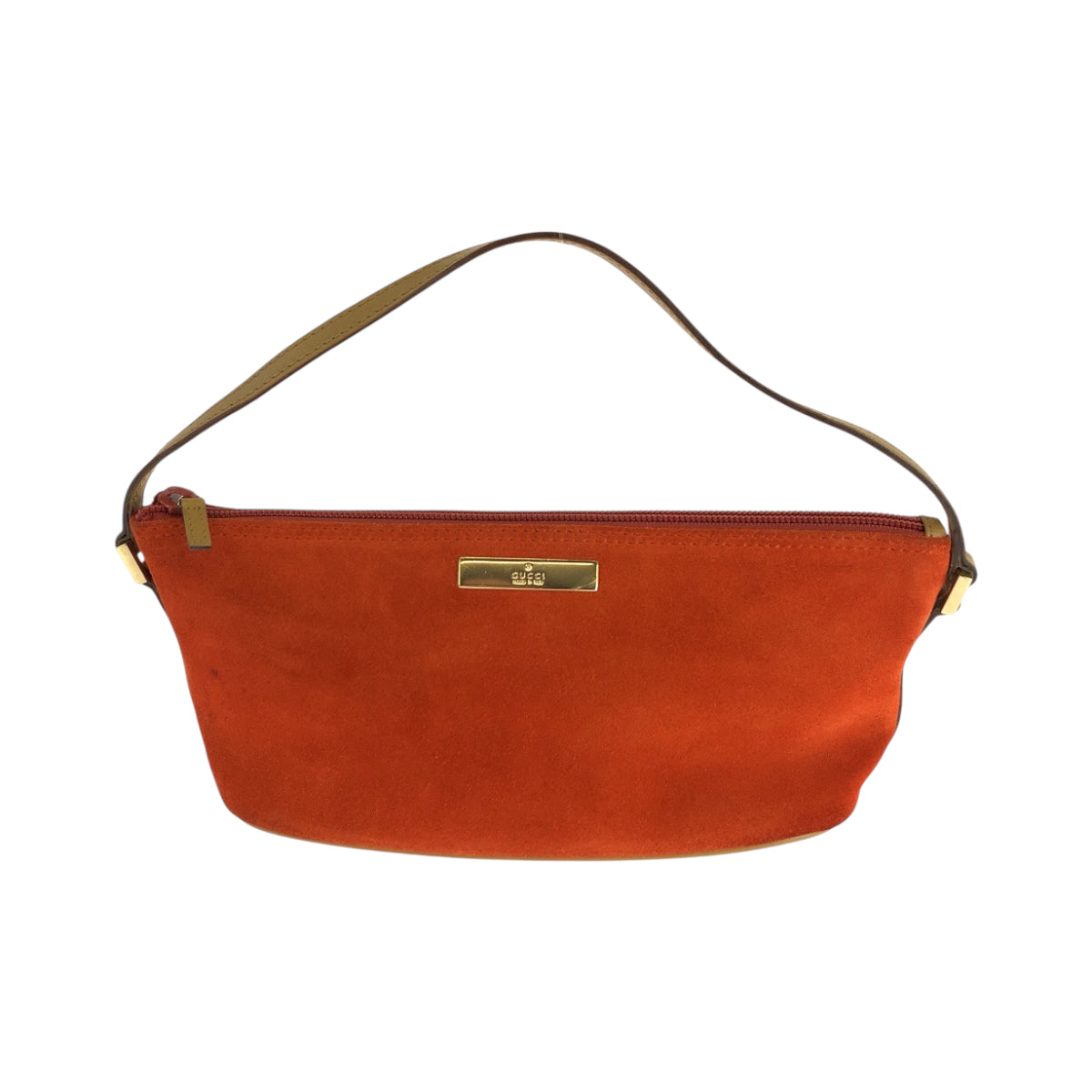 Gucci 039 Suede Beige Gold Orange Handbag