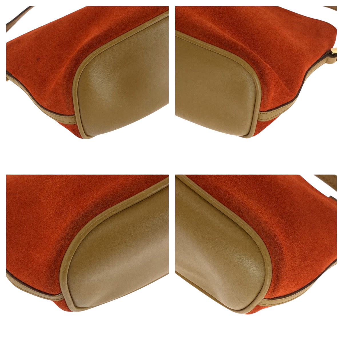 Gucci 039 Suede Beige Gold Orange Handbag