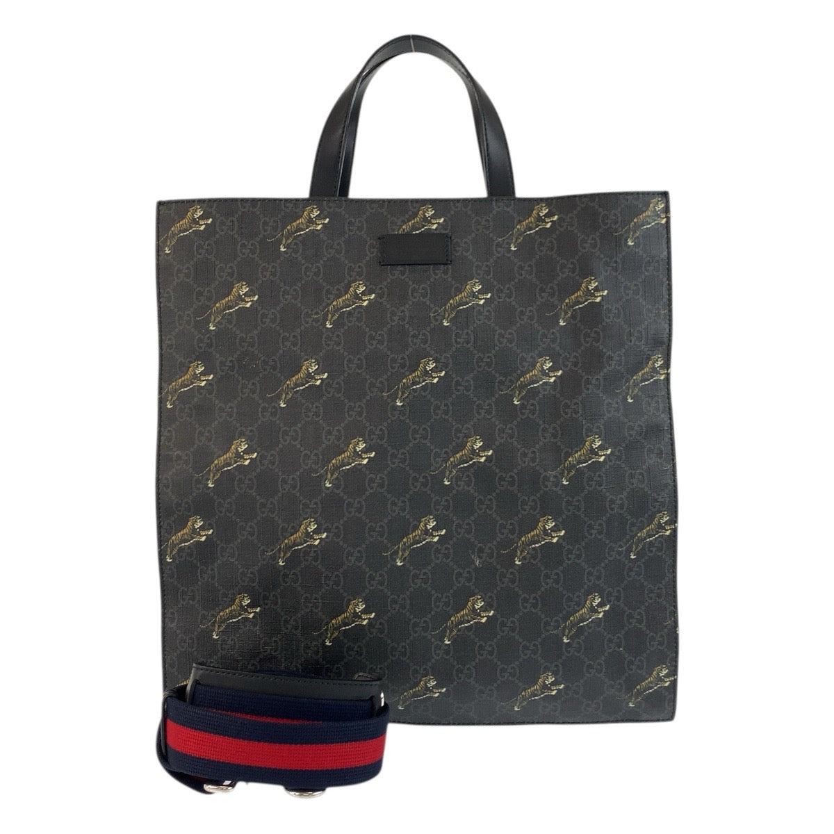 Gucci GG Supreme SilverMetal 2way Sherry Leather Canvas Black Shoulder Bag