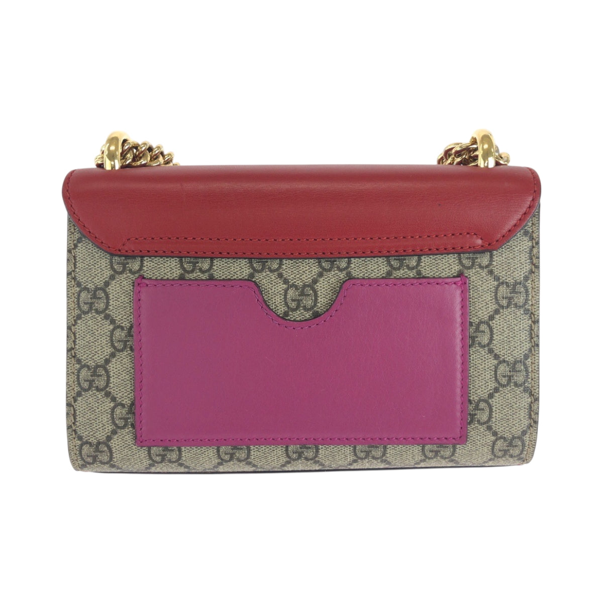 Gucci GG Supreme Gold Metal ChainShoulder Canvas Brown Red Pink Shoulder Bag