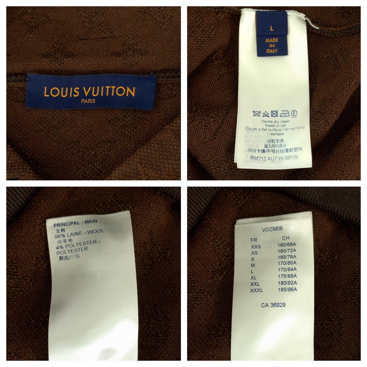 Louis Vuitton Hoodie RM212 AU7 HLN81W L Monogram Wool Brown Apparel