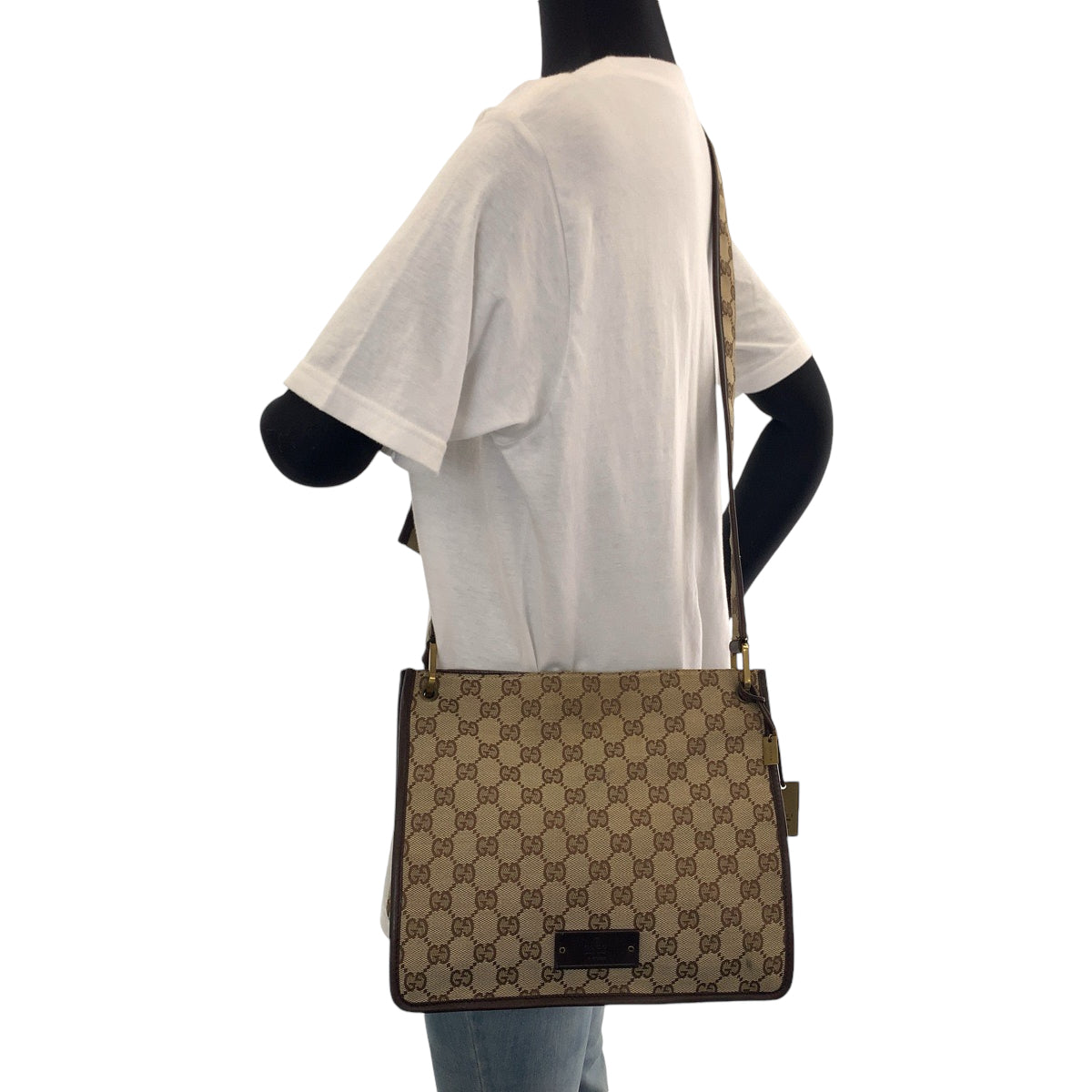 Gucci GG omen Canvas Brown Beige Gold Shoulder Bag