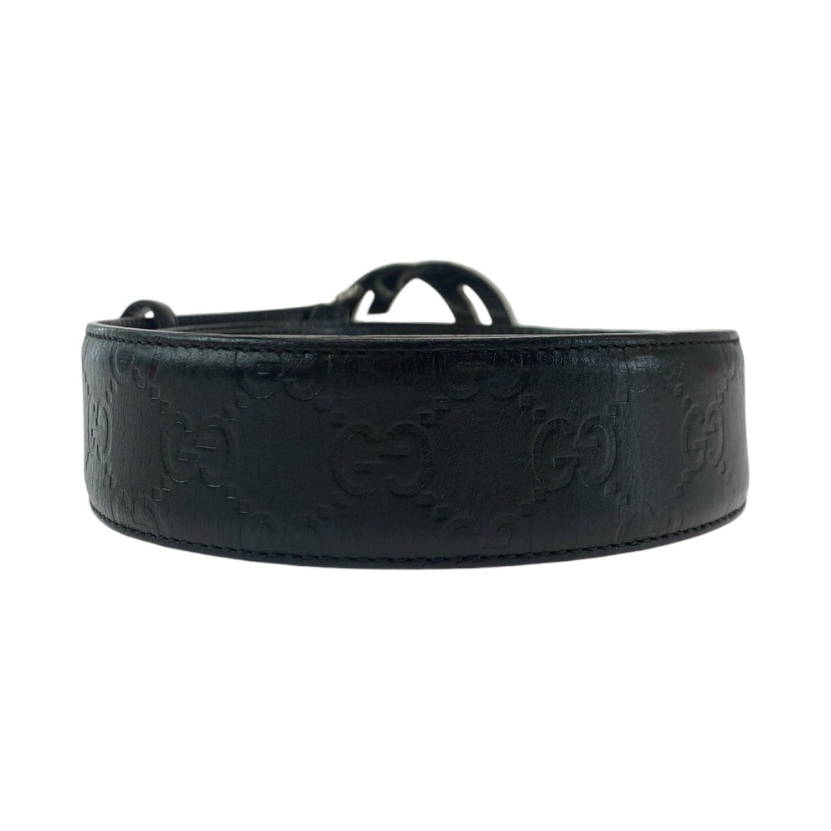 Gucci buckle Shima interlocking 34 Leather Black Belt