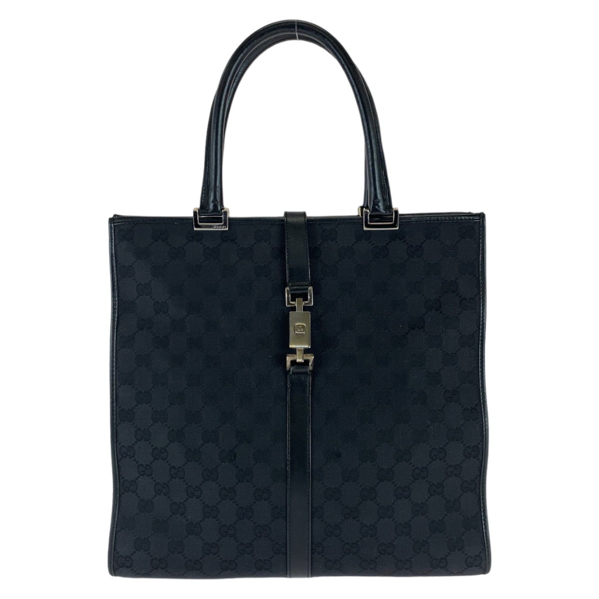 Gucci 002 GG Jackie Leather Canvas Black Tote Bag