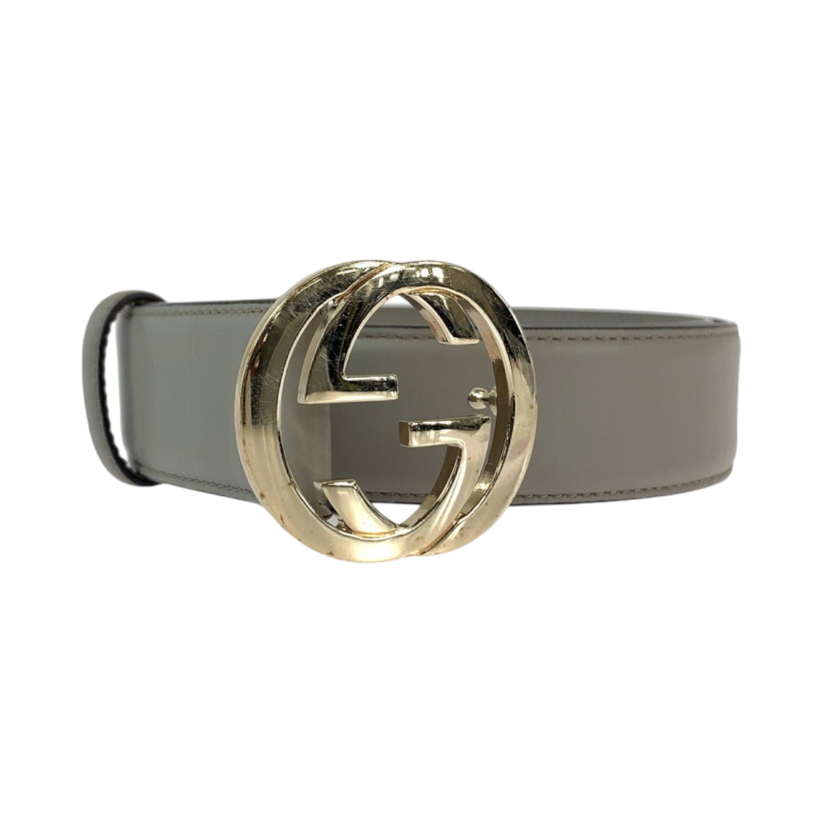 Gucci Interlocking 32 Leather Gray Belt