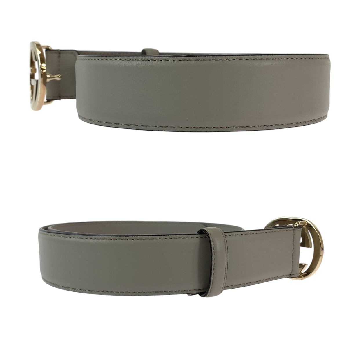 Gucci Interlocking 32 Leather Gray Belt
