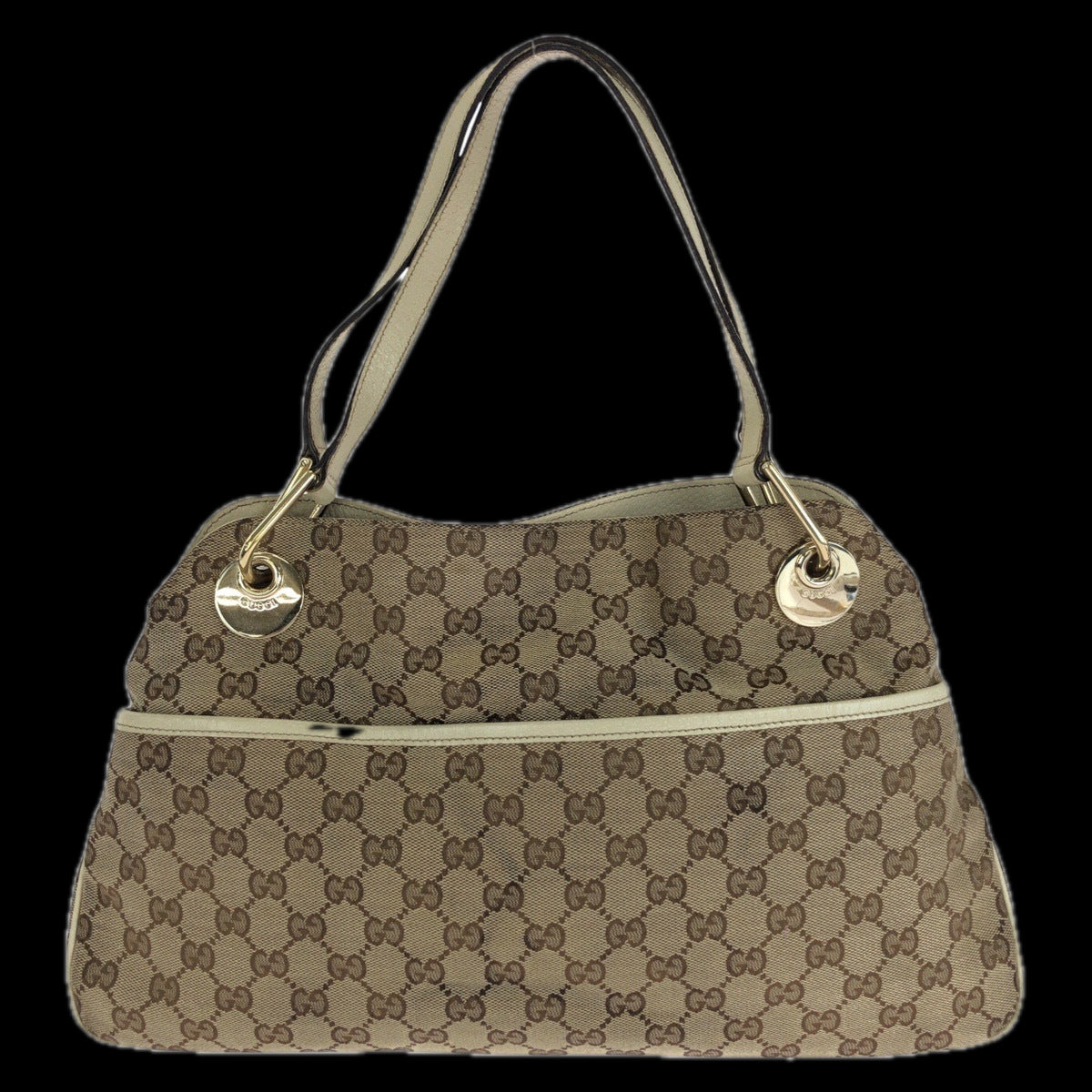 Gucci GG Leather Canvas Brown Shoulder Bag