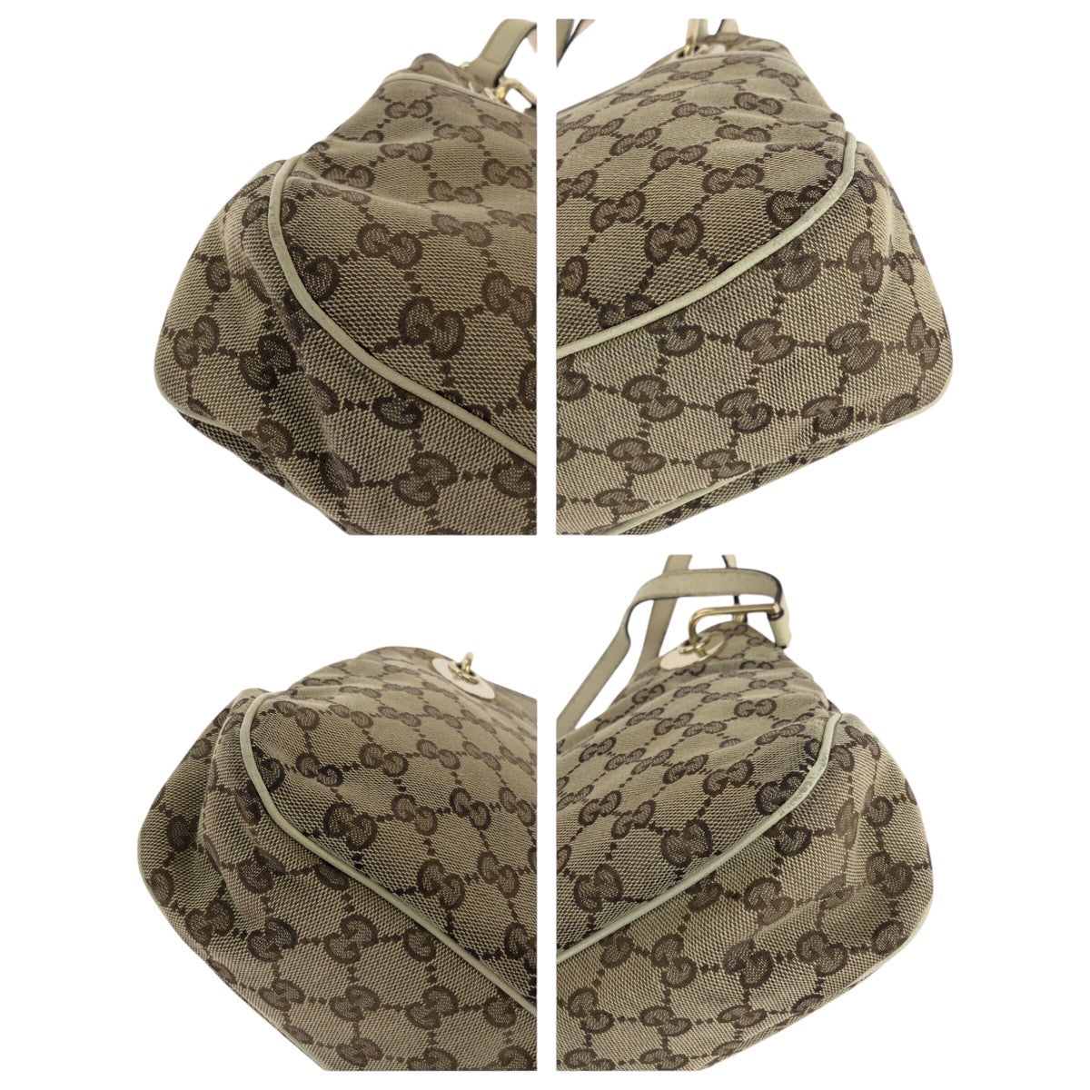 Gucci GG Leather Canvas Brown Shoulder Bag