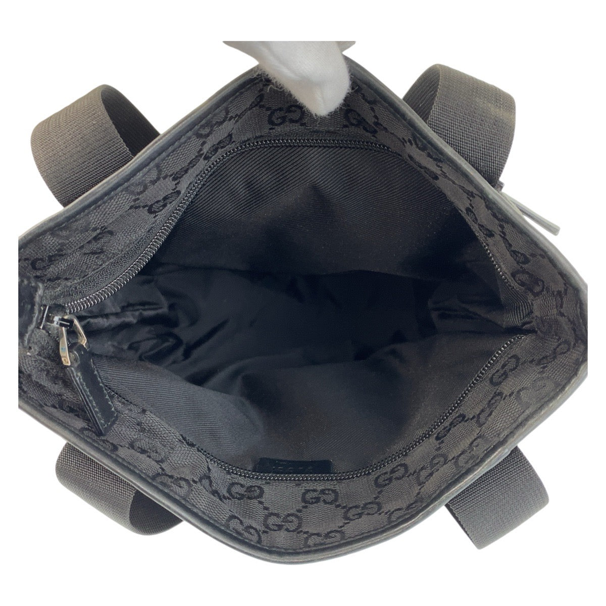 Gucci GG Leather Canvas Black Shoulder Bag