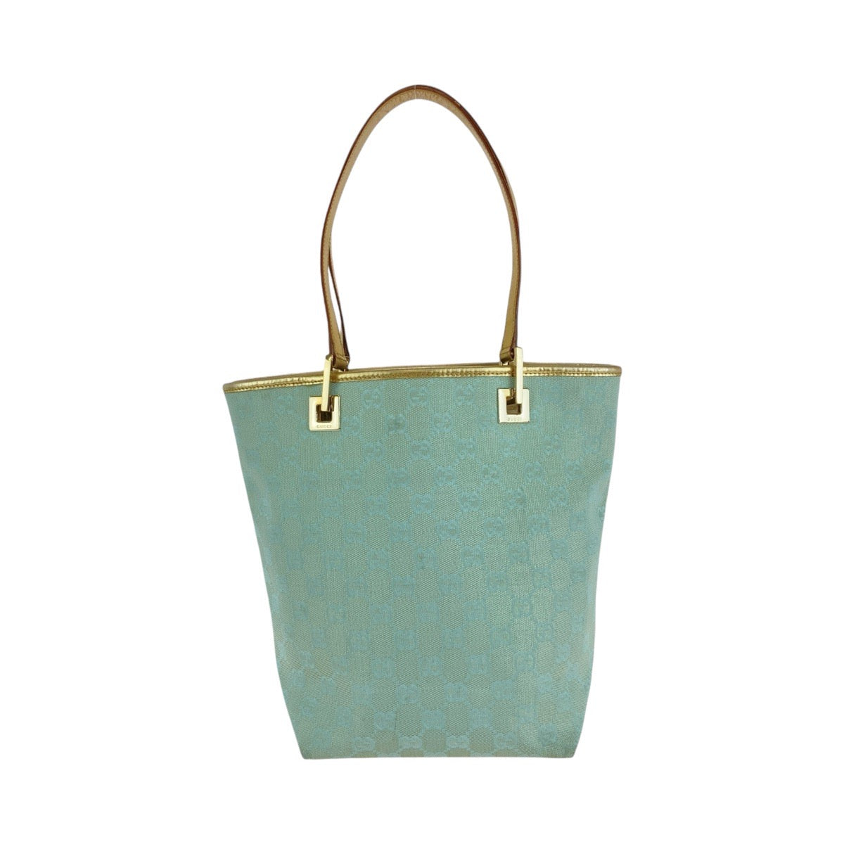 Gucci 002 GG Emerald Leather Canvas Green Tote Bag