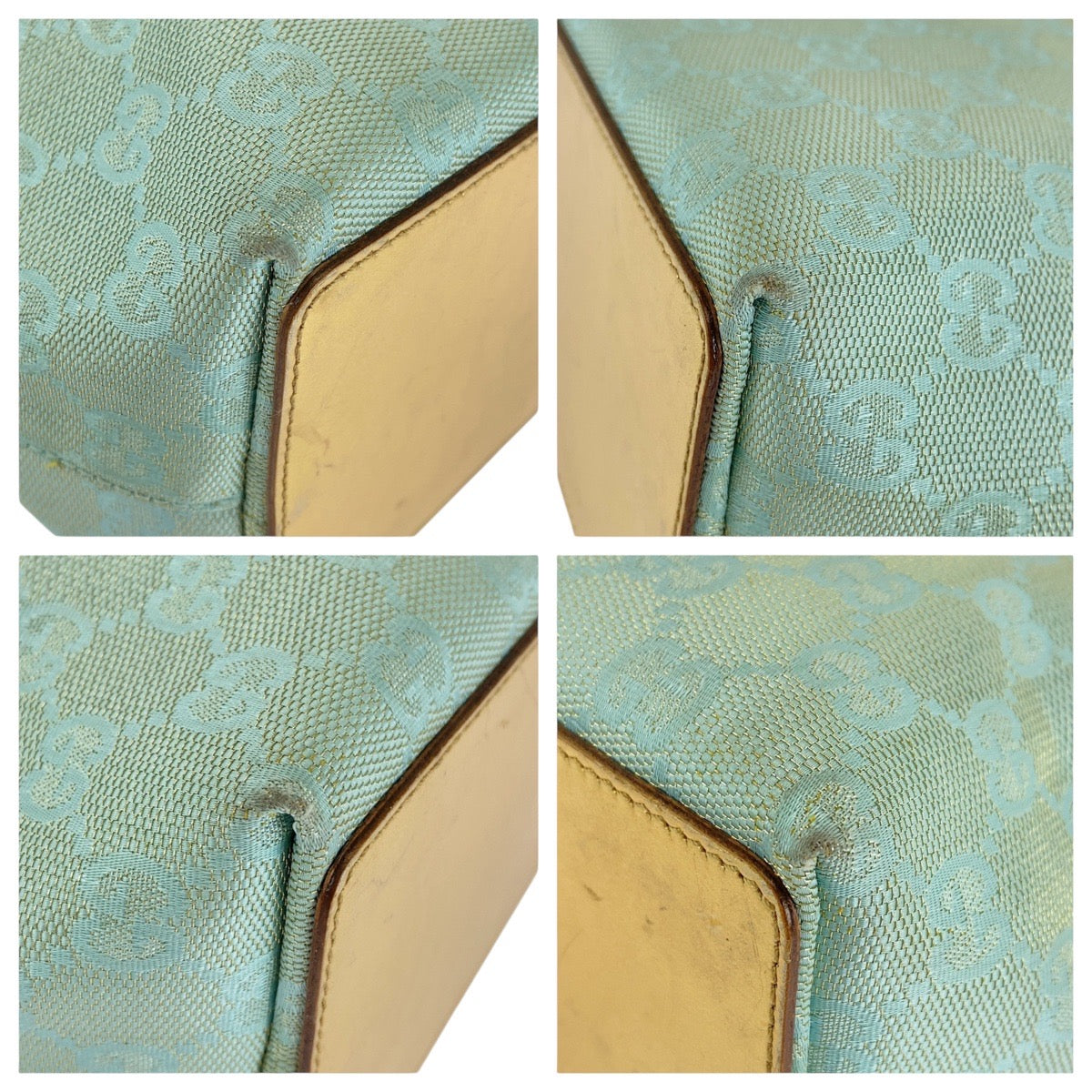 Gucci 002 GG Emerald Leather Canvas Green Tote Bag