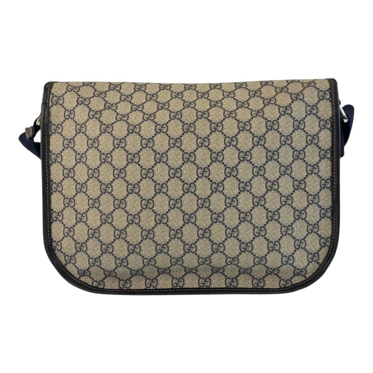 Gucci GG Supreme SilverMetal Messenger Canvas Navy Gray Shoulder Bag