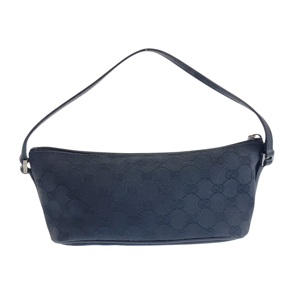 Gucci GG SilverMetal accessory pouch Leather Canvas Black Handbag