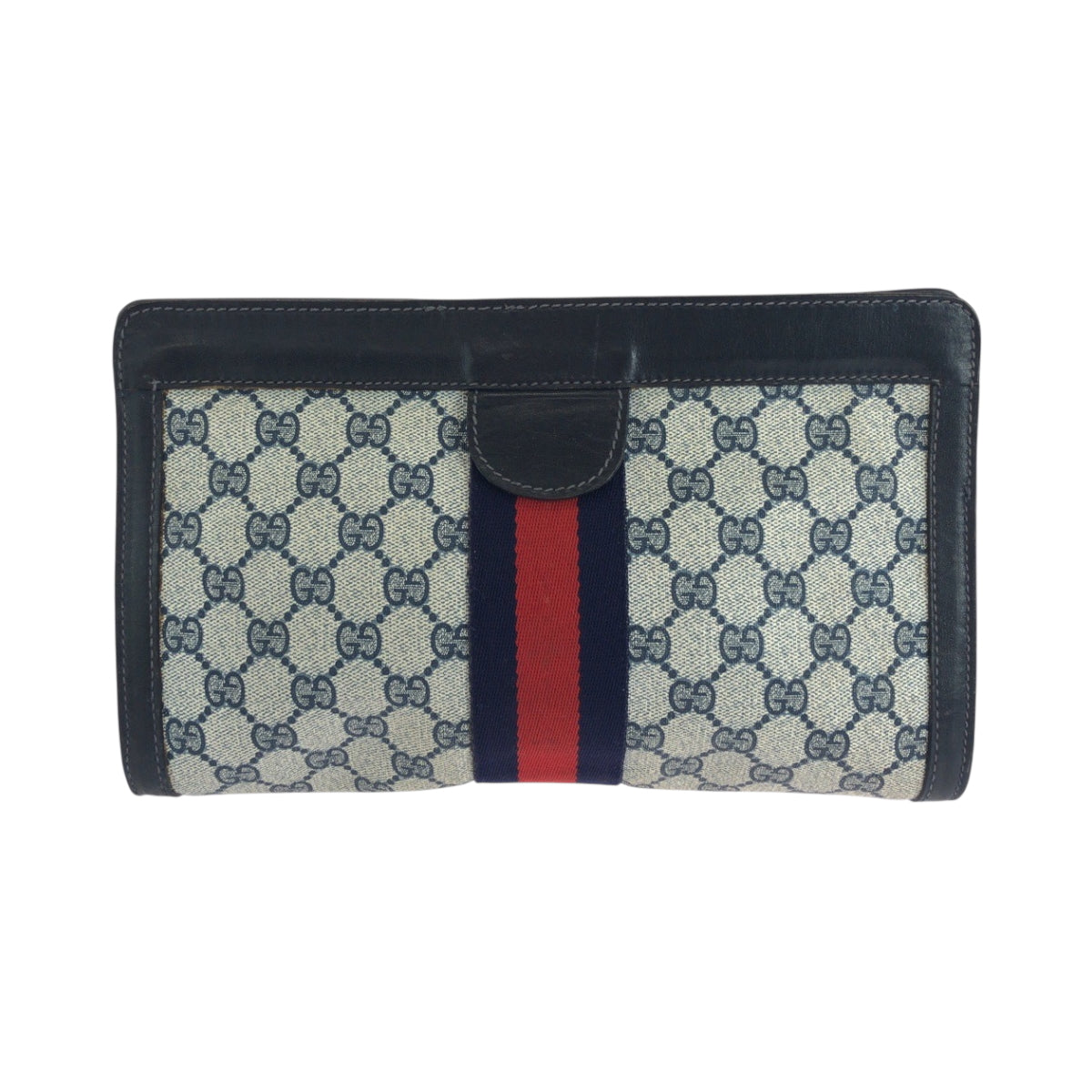 Gucci GG Supreme business Sherry line Canvas Navy Gray Clutch Bag