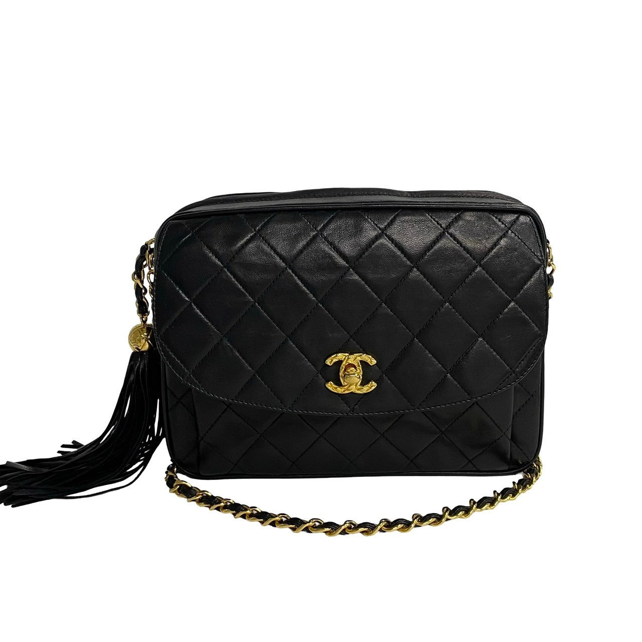 Chanel lambskin COCO Mark Fringe Matrasse Black Jewelry 2