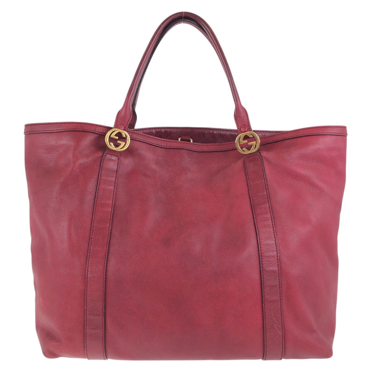 Gucci Metal Interlocking Leather Red Gold Shoulder Bag