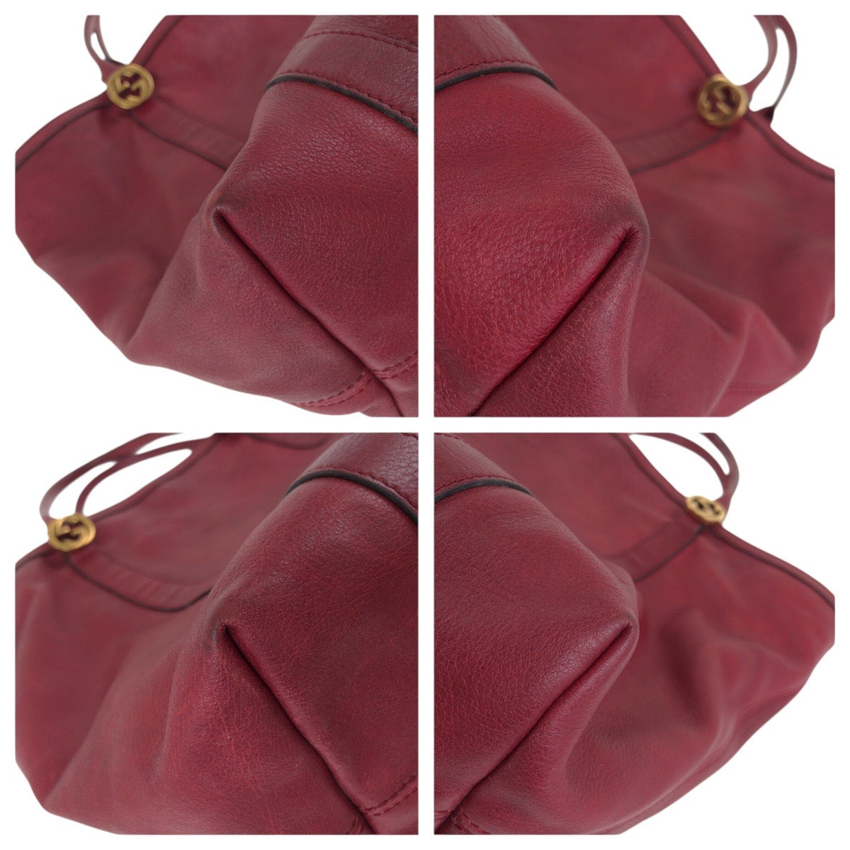 Gucci Metal Interlocking Leather Red Gold Shoulder Bag