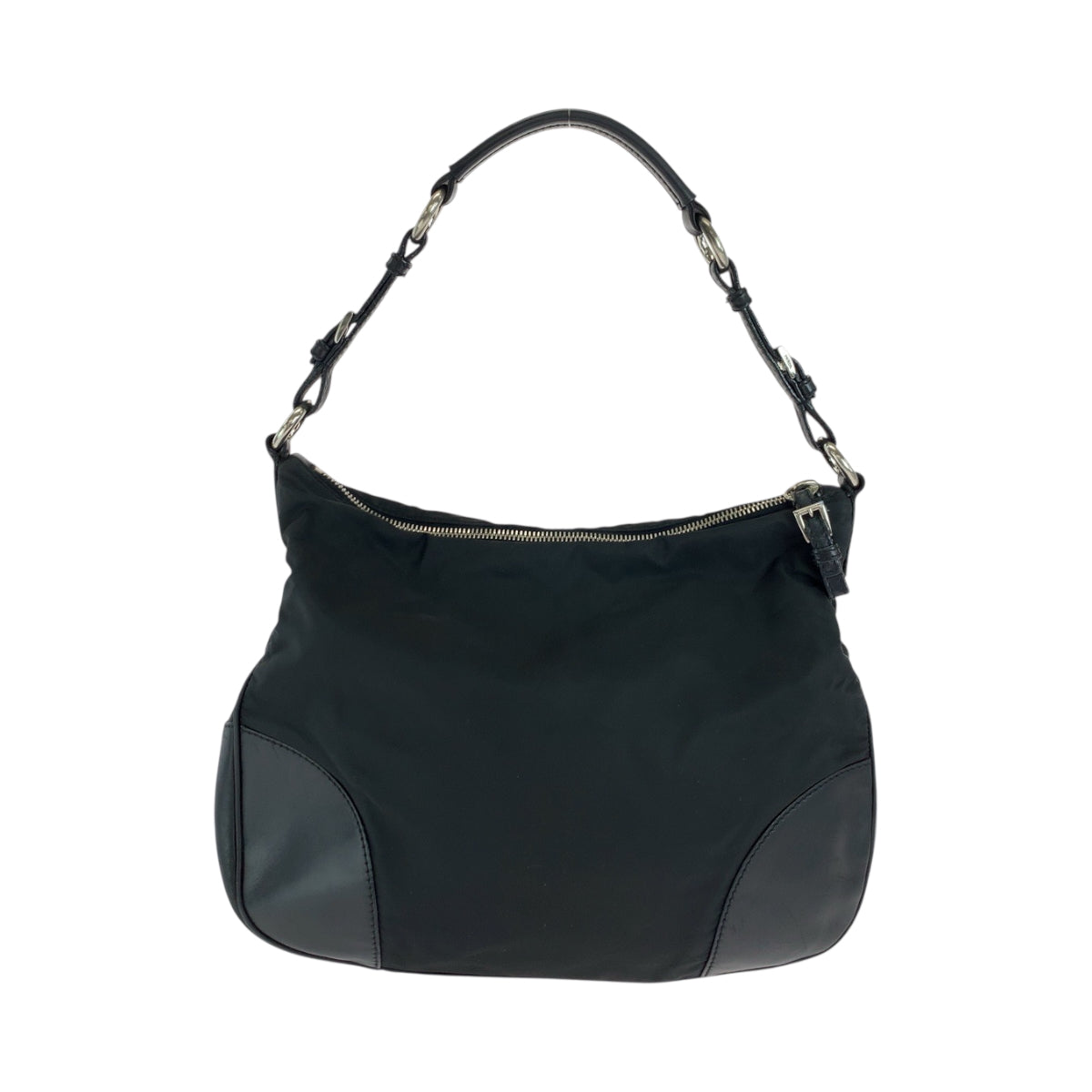 Shoulder Bag , Silver Metal Hobo Shoulder Leather Nylon