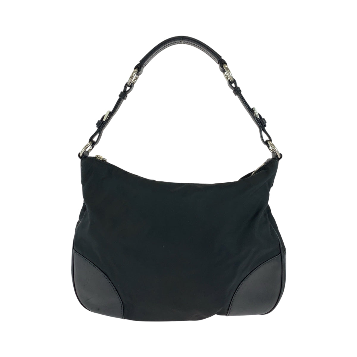 Shoulder Bag , Silver Metal Hobo Shoulder Leather Nylon
