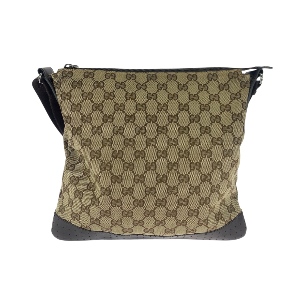 Gucci GG SilverMetal Sacoche punching Canvas Brown Beige Shoulder Bag