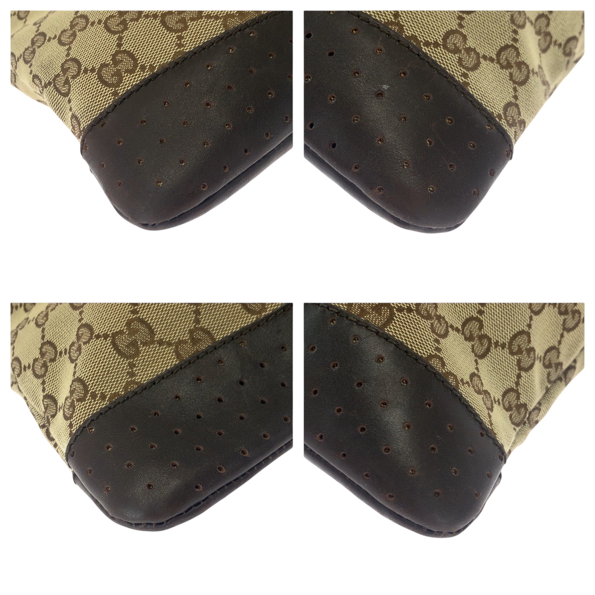 Gucci GG SilverMetal Sacoche punching Canvas Brown Beige Shoulder Bag