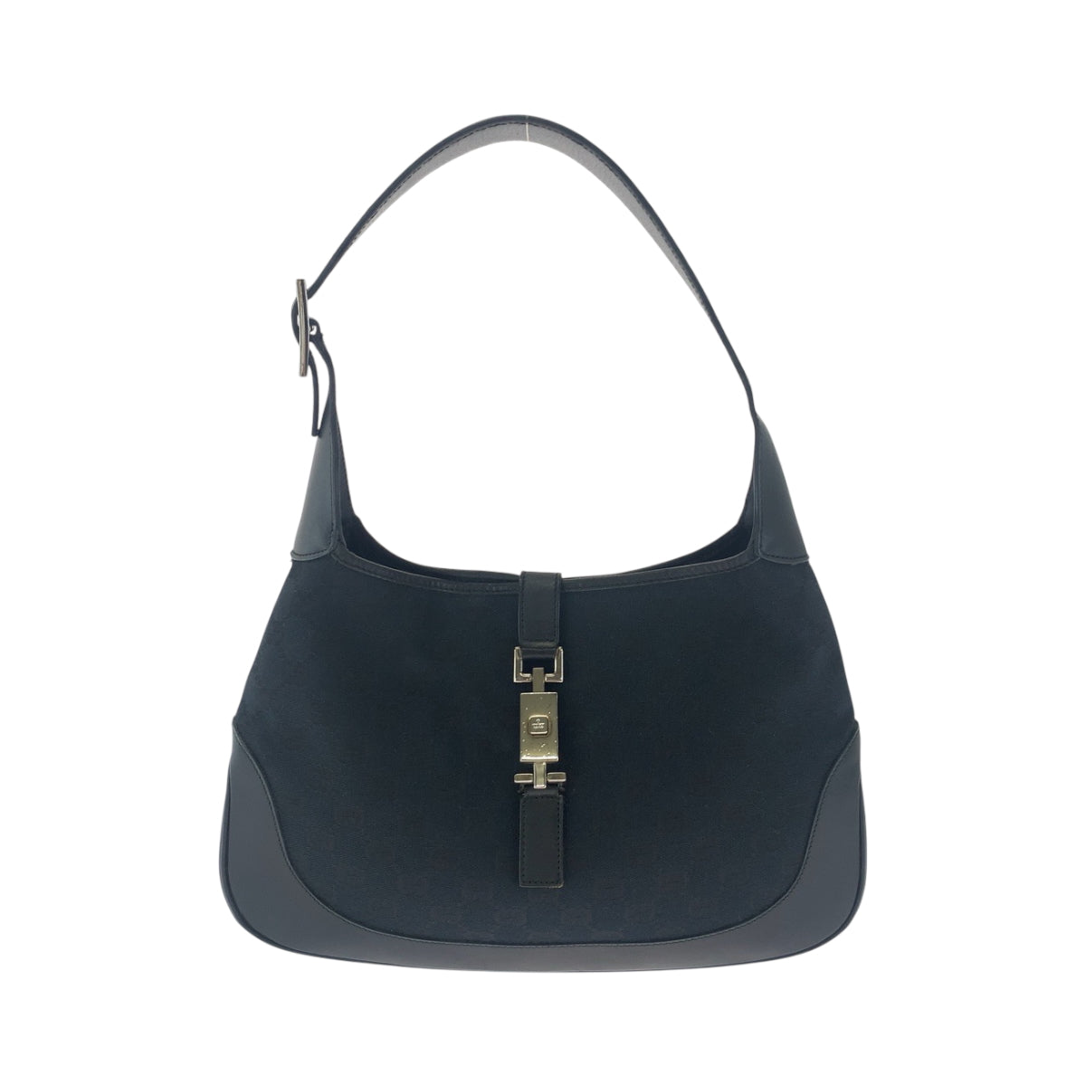 Gucci GG GoldMetal Jackie Canvas Black Shoulder Bag