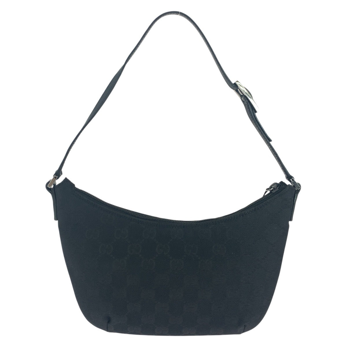 Gucci GG , Metal Leather Canvas Black Silver Shoulder Bag