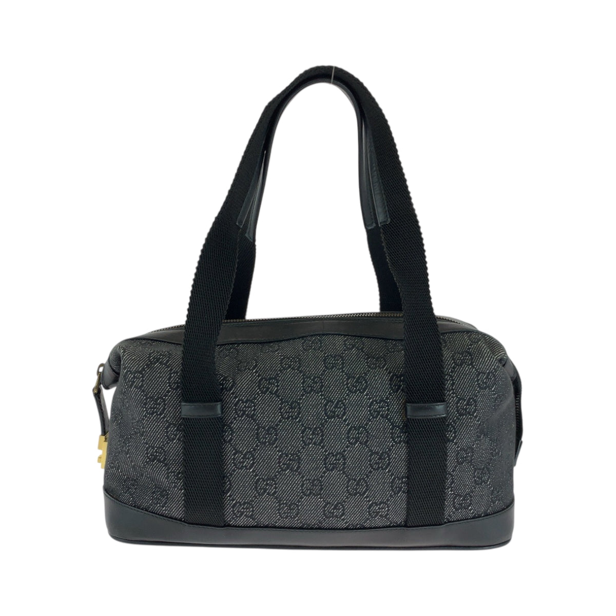 Gucci GG GoldMetal Boston Duffel Canvas Black Shoulder Bag