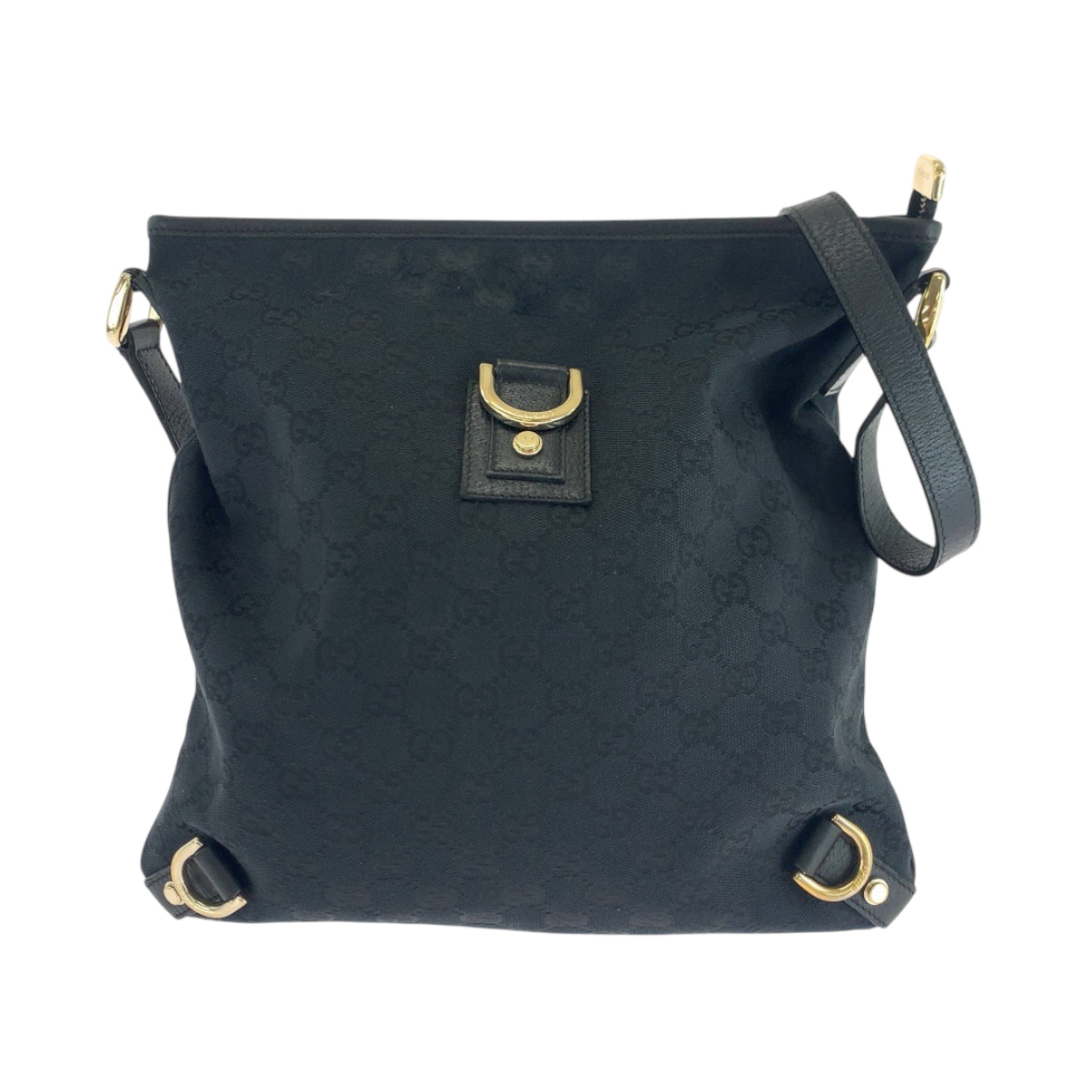 Gucci GG GoldMetal Abbey Canvas Black Crossbody Bag