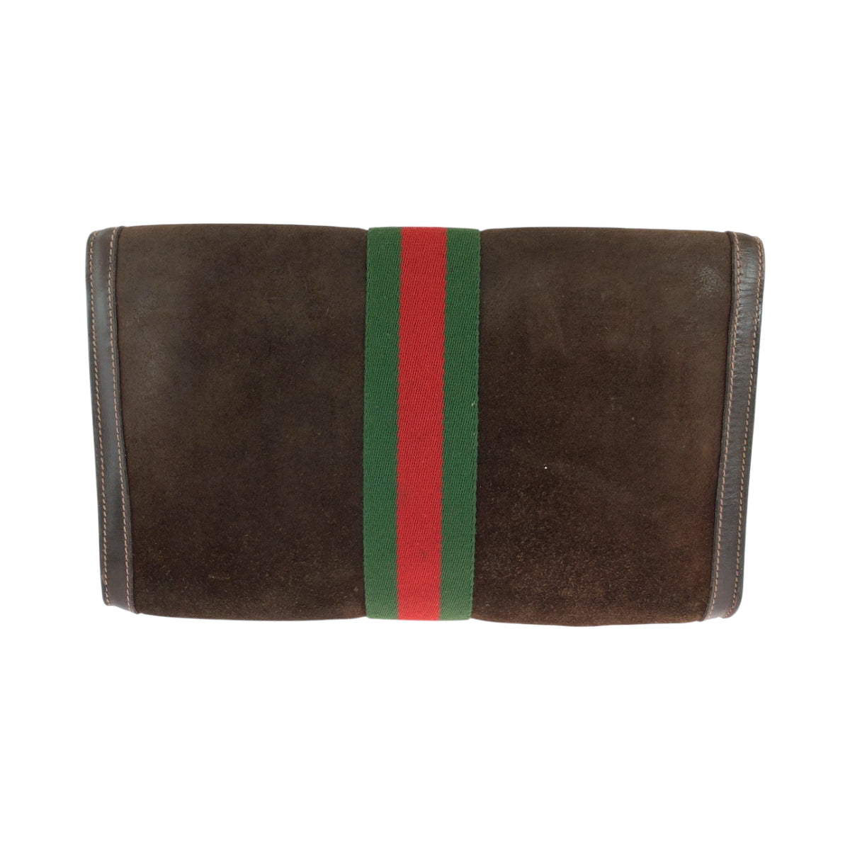 Gucci Green GoldMetal business PARFUMS Old Leather Suede Brown Red Clutch Bag