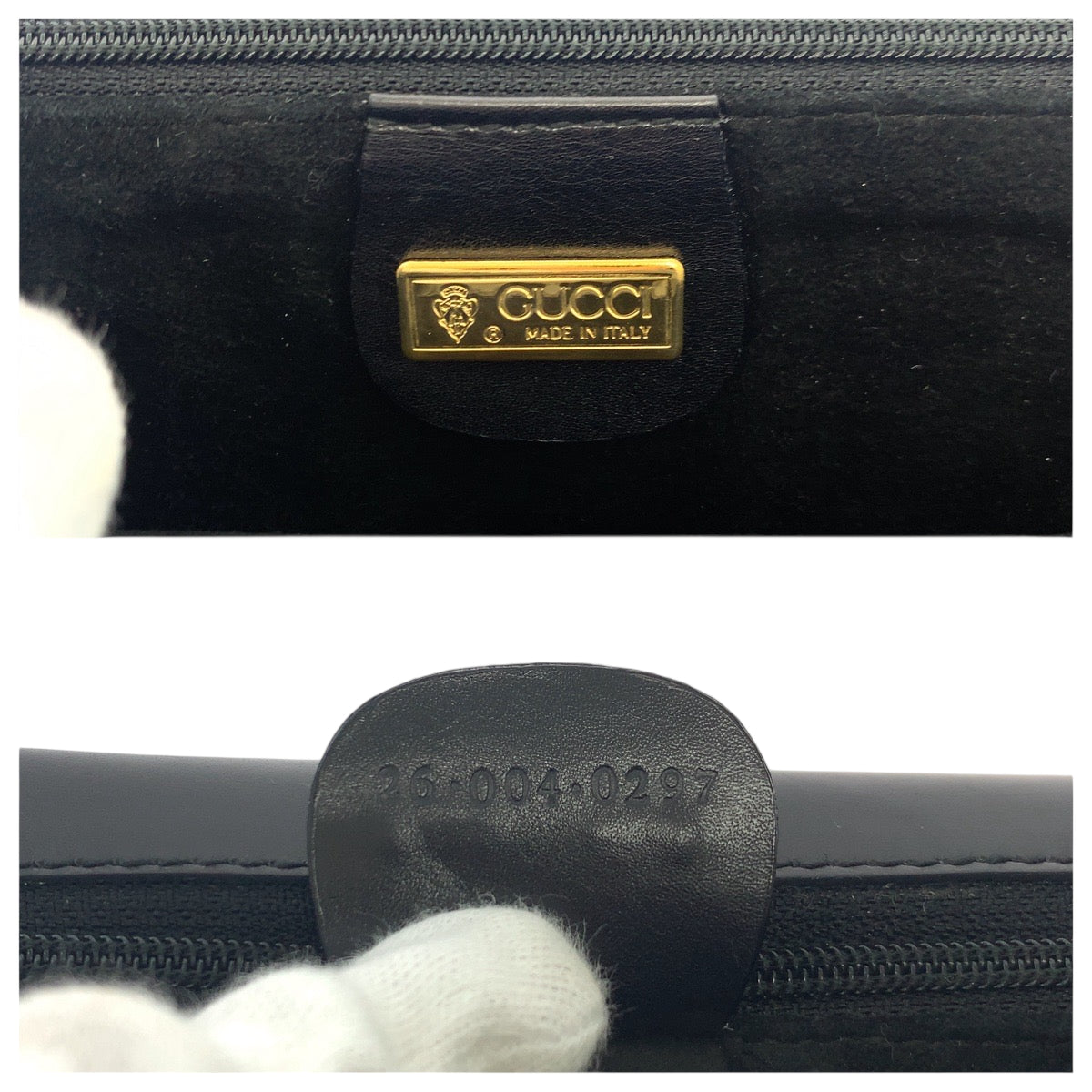 Gucci 26 004 GoldMetal 2way Old Leather Black Shoulder Bag