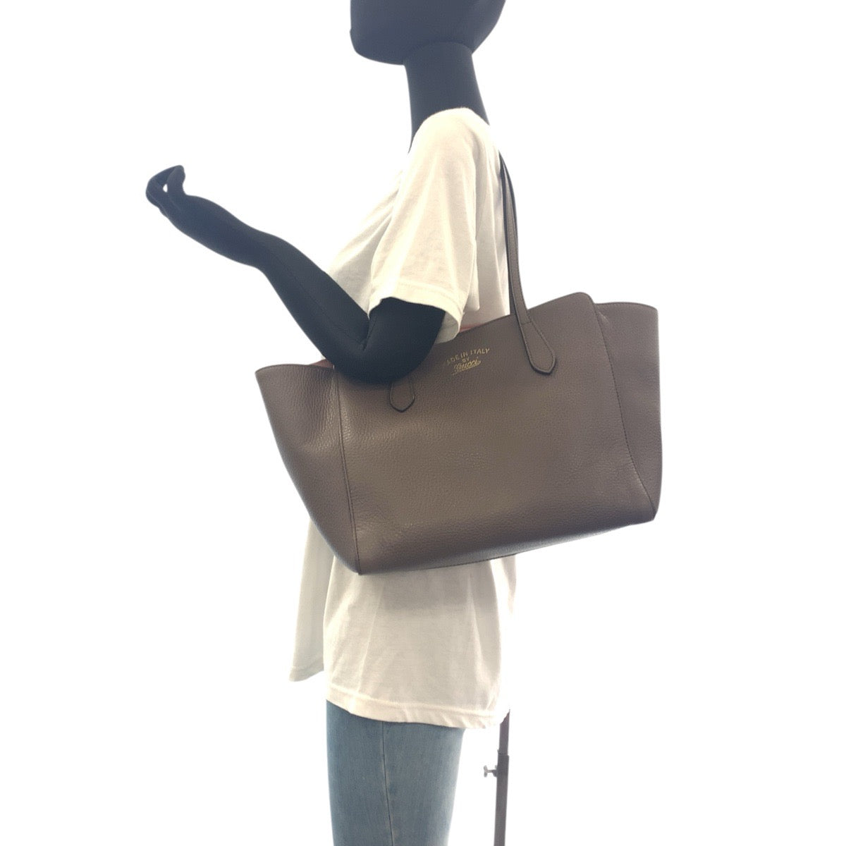 Gucci Greige Swing Leather Brown Pink Shoulder Bag