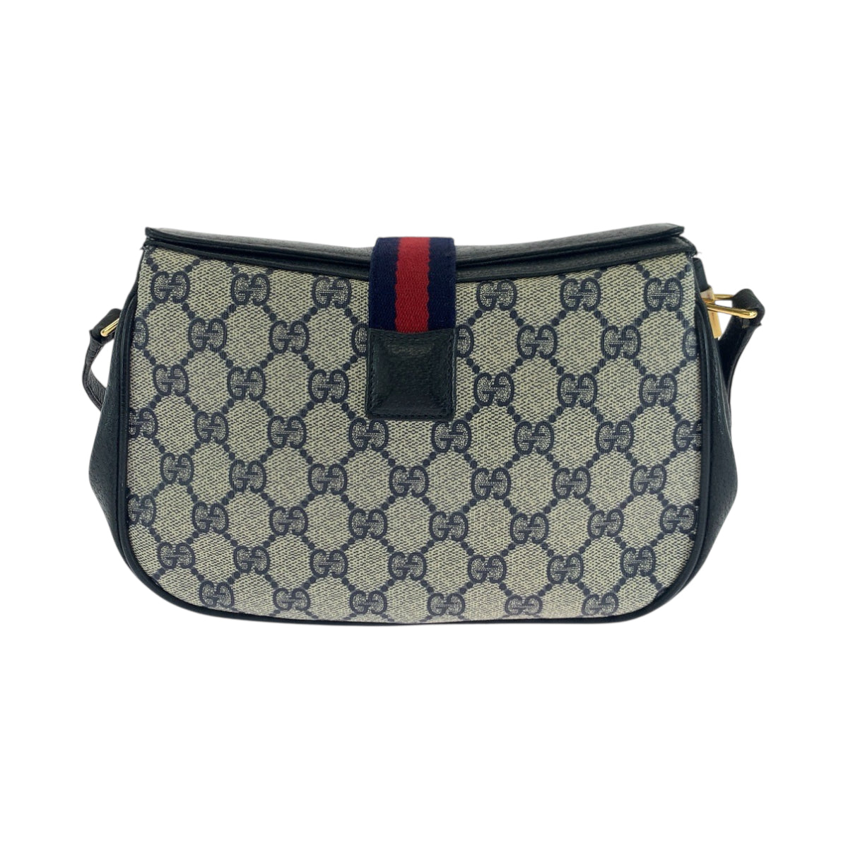 Gucci 66 02 024 GG Supreme Canvas Gold Navy Gray Shoulder Bag