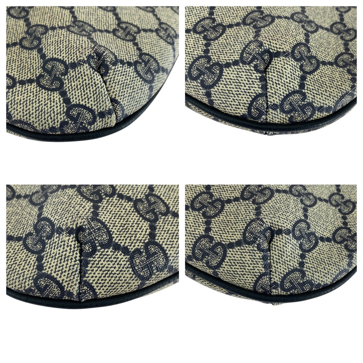 Gucci 904 02 020 GG Supreme Leather Canvas Navy Shoulder Bag