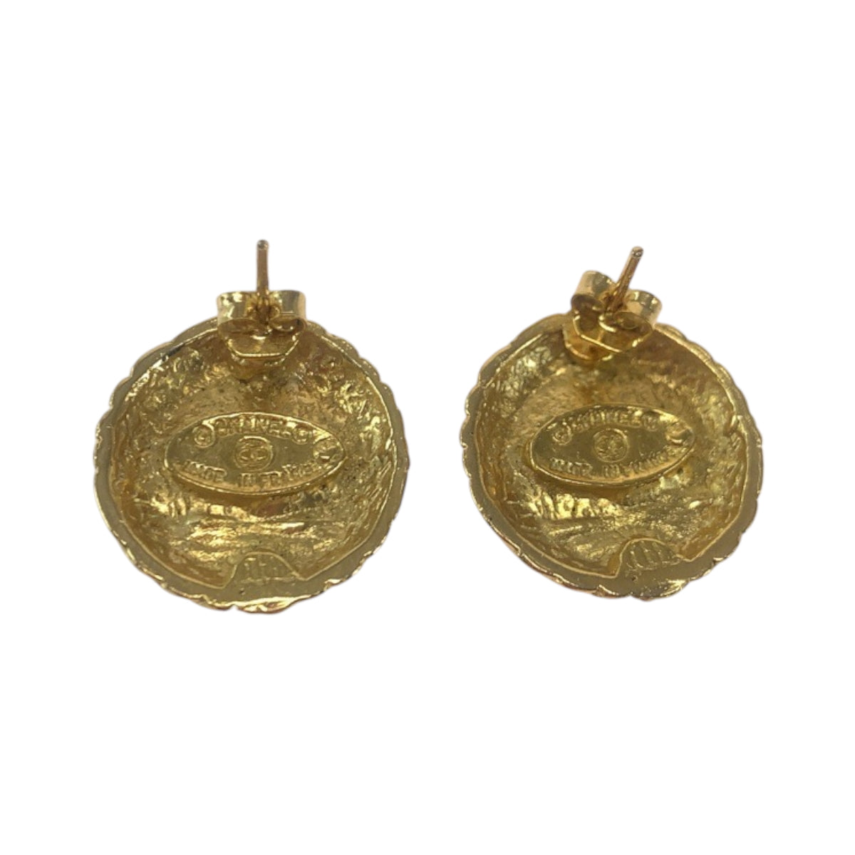 Chanel Pierce plating GoldMetal COCO Mark Black Jewelry