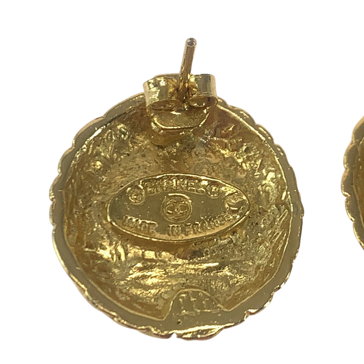 Chanel Pierce plating GoldMetal COCO Mark Black Jewelry