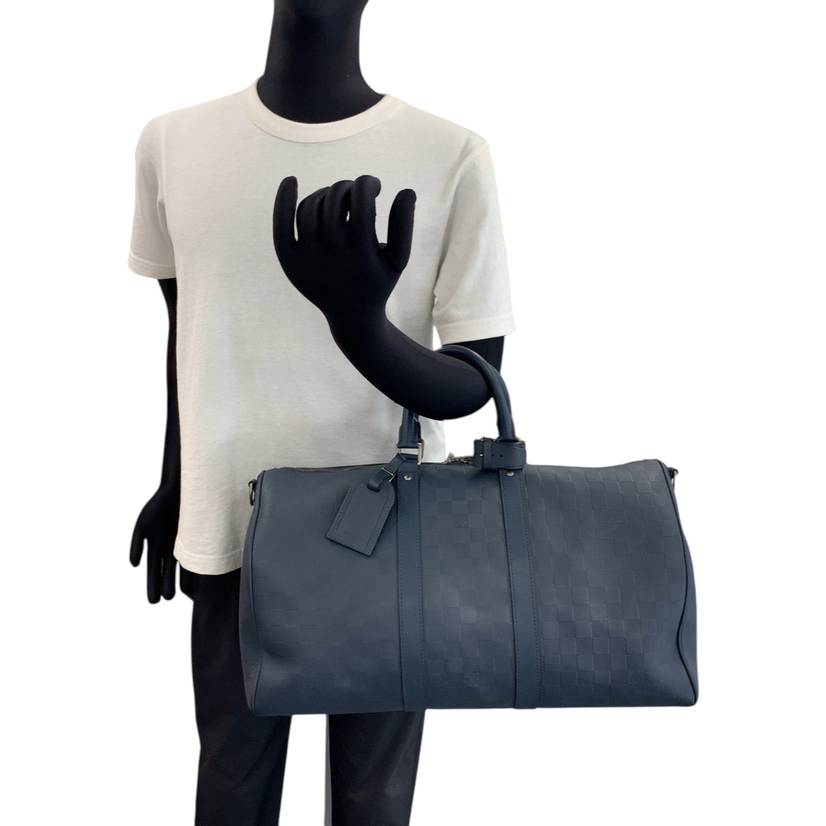 Louis Vuitton Boston Duffel N41290 SilverMetal Boston Leather Navy Travel Bag